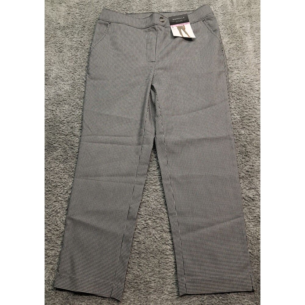New Rafaella Capri Pants Womens 6 Pull On Elastic Comfort Waist Stretch Checked